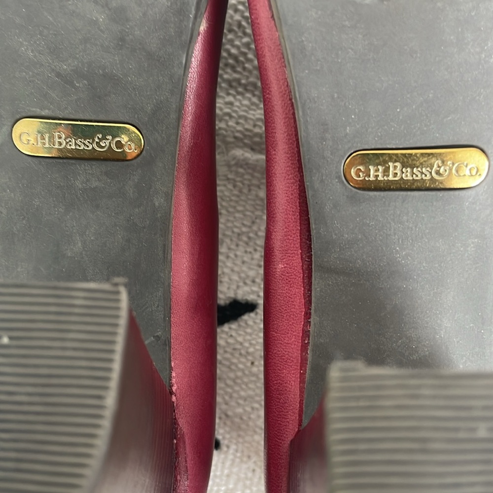 Bass Kaylin Burgundy Leather Penny Loafer w/Slight Platform 3.75 Heel Size 9B - Picture 6 of 11
